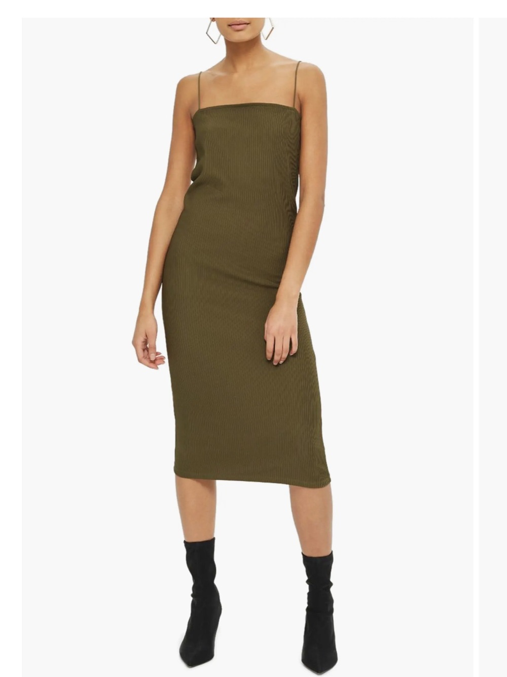 TOPSHOP Square Neck Body-Con Midi Dress